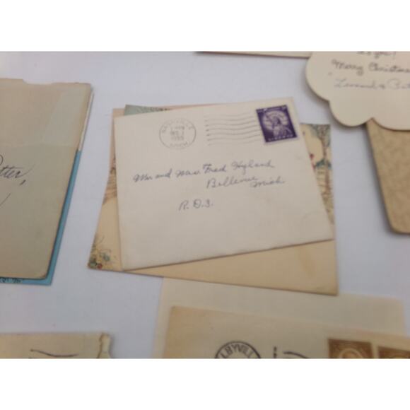 Vintage MCM Christmas Greeting Card Cute Girl Glitter Muff Happy New Year & more - Picture 16 of 16